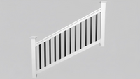 6 ft Stair Rail White Vinyl with black aluminum round pickets. (kit 1)