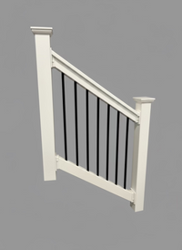 6 ft Stair Rail White Vinyl with black aluminum round pickets. (kit 1)